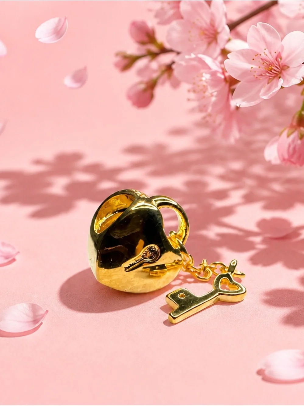 Gold Heart Lock & Key Charm Pendant - Women Accessories new with out tag